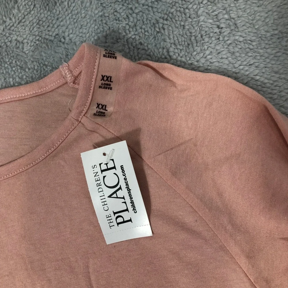 Children's Place Long Sleeve Raglan Tee Girl XXL 16 Pink Solid Crew Neck Top NEW